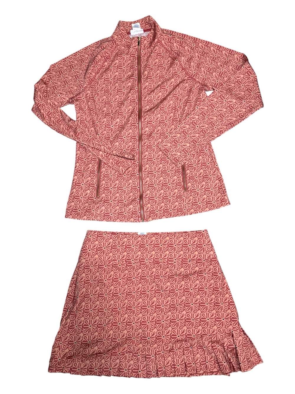 SIGRID OLSEN Golf & Tennis Jacket & Pleated Skirt Set Medium Pink Red